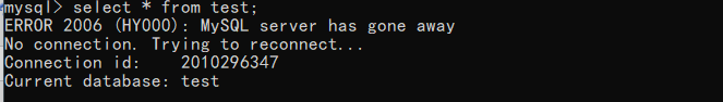 ERROR 2006 (HY000): MySQL server has gone away